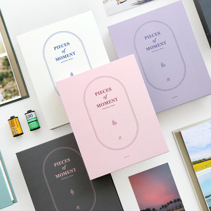 韩国ICONIC6寸相片收纳相册文艺复古纯色简约印花硬面封皮PP保护封套插袋式家庭婚礼旅行恋爱儿童成长纪念