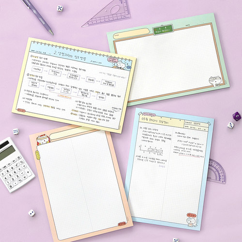 韩国ICONIC BLAHBLAH治愈系可爱风主题插画彩色印花方格纹拍纸本B5易撕学习笔记课堂网课会议记录学生白领