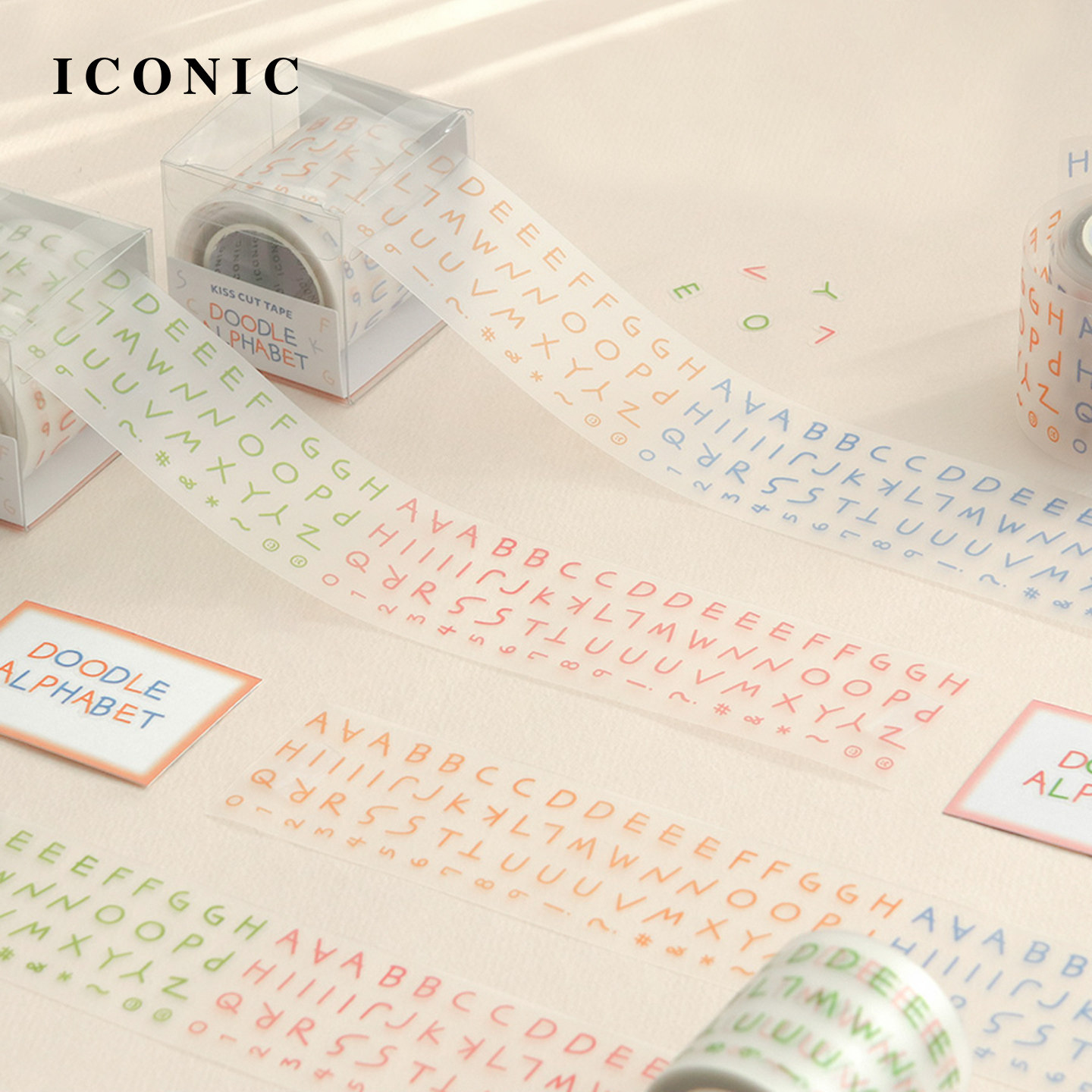 韩国ICONIC涂鸦字母PET胶带手帐装饰手工贺卡相册制作英文字母创意图案45mm×5m胶带座创意设计贴纸学生,文具电教/文化用品/商务用品,和纸胶带,淘宝优惠券,粉丝福利购,淘宝优惠卷