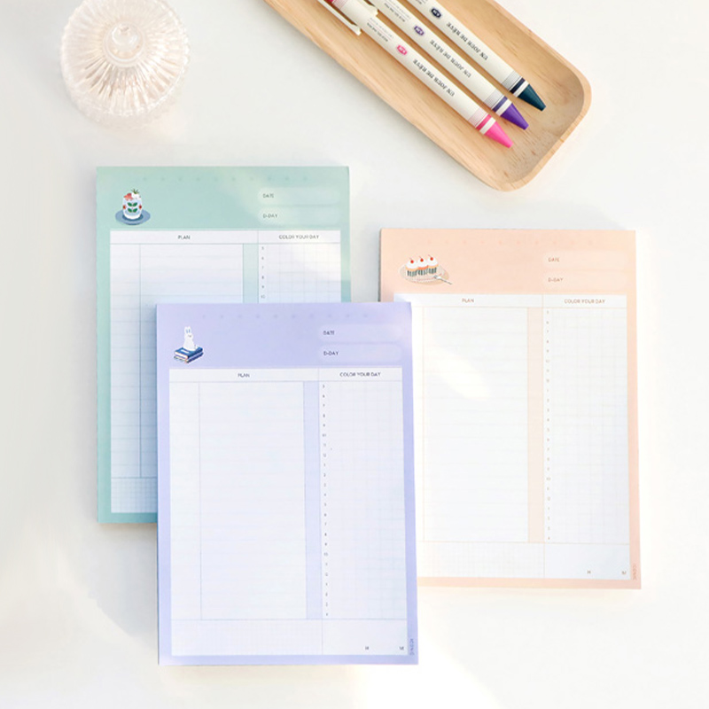 韩国ICONIC Haru学习主题日程规划管理拍纸本A5可爱插画印花彩色内页todolist打卡备忘易撕学生