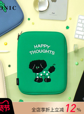 韩国ICONIC COCO动物卡通刺绣图案11寸平板电脑收纳内胆包中包缓冲内衬加固结构适配iPadAir10.9/iPadPro11寸
