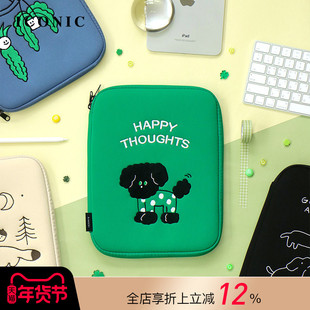 韩国ICONIC COCO动物卡通刺绣图案11寸平板电脑收纳内胆包中包缓冲内衬加固结构适配iPadAir10.9/iPadPro11寸