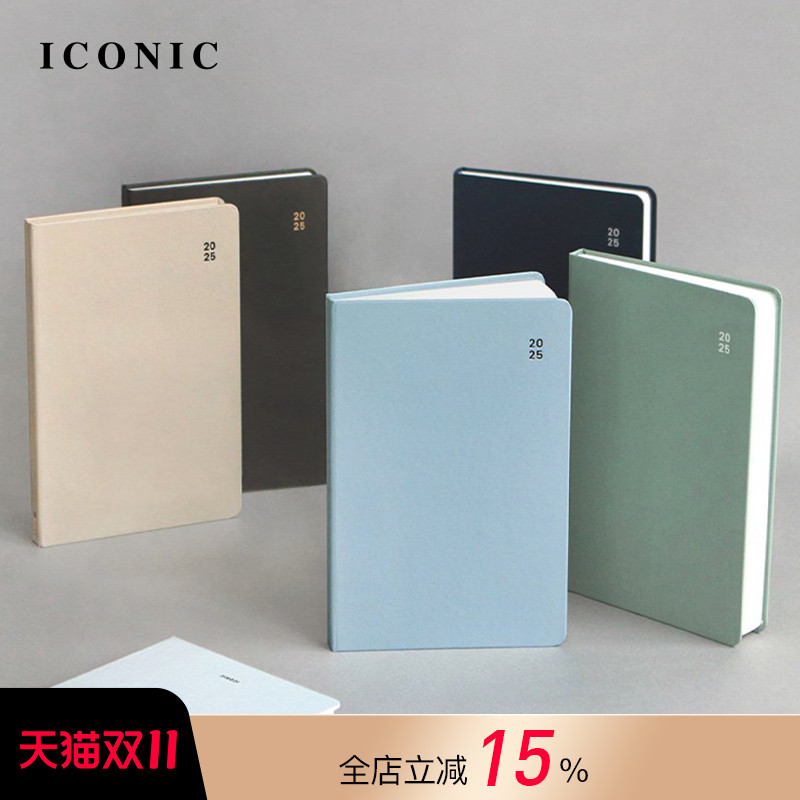 【5折特惠】2025年韩国ICONIC FLOW左式周计划A5变型手帐日程管理笔记本纯色封面工作簿学生商务文艺小清新