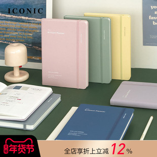 【3折特惠】2025年韩国ICONIC Brilliant周记型竖式时间轴A5变型手帐日程管理笔记本仿皮硬面封皮绑带工作簿