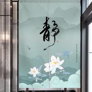 布艺门帘隔断帘家用卧室厨房遮挡布帘卫生间厕所半帘免打孔 中式