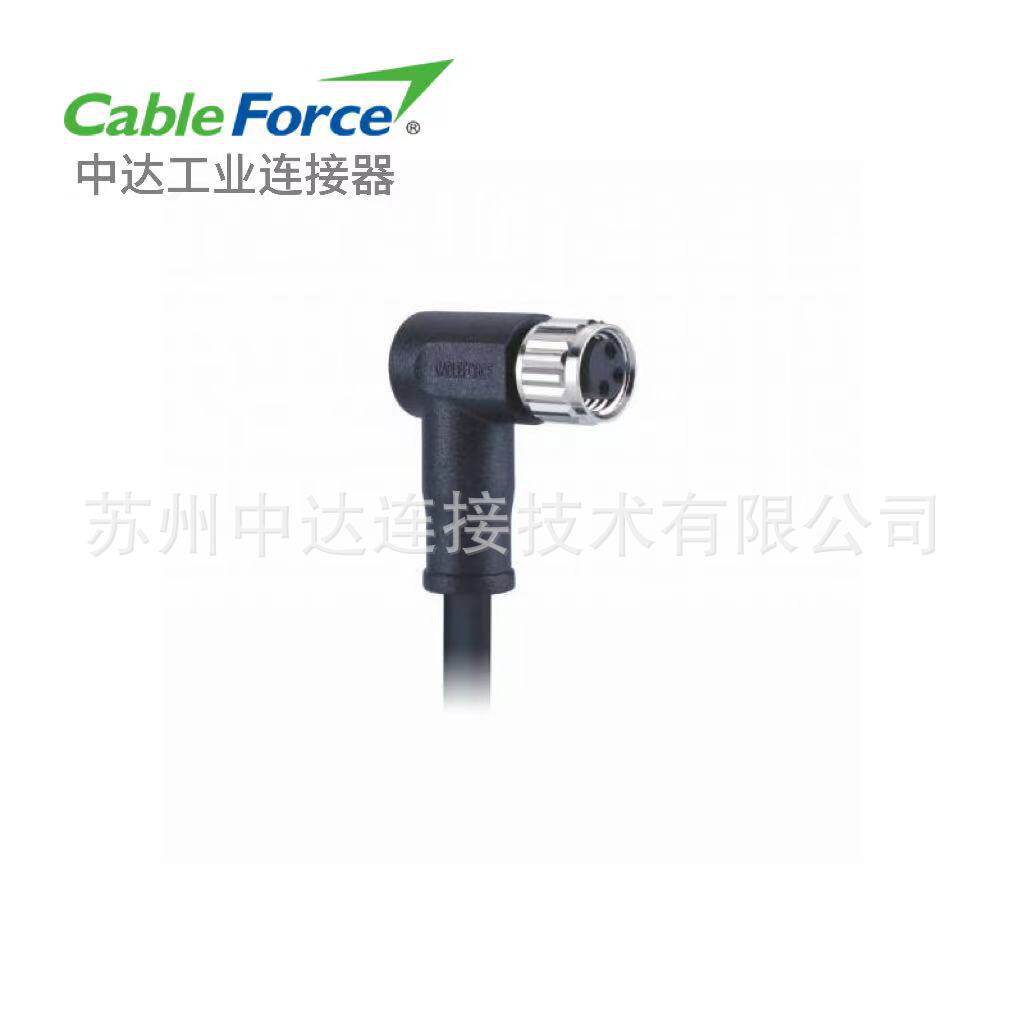 M8连接器A-Code 3Pin母弯头(预铸)5M替换XS3F-M8PUR3A5M