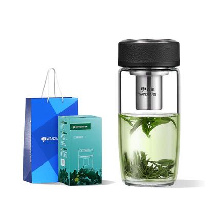 单层玻璃杯子加厚泡茶杯家用商务办公时尚曲线大肚水杯