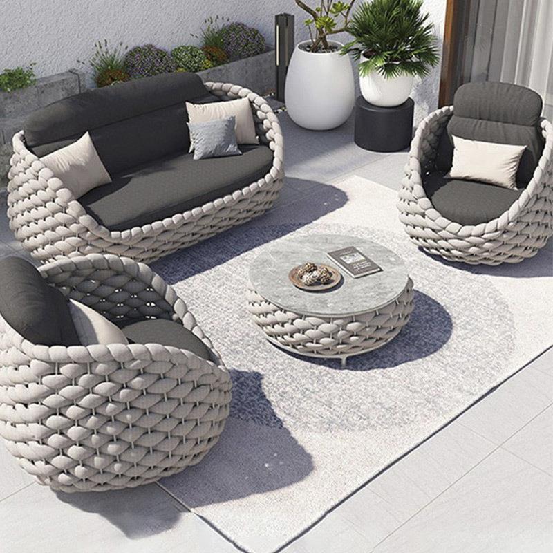 户外休闲沙发别墅室外庭院防雨花园圆形绳编沙发组合阳台创意家具