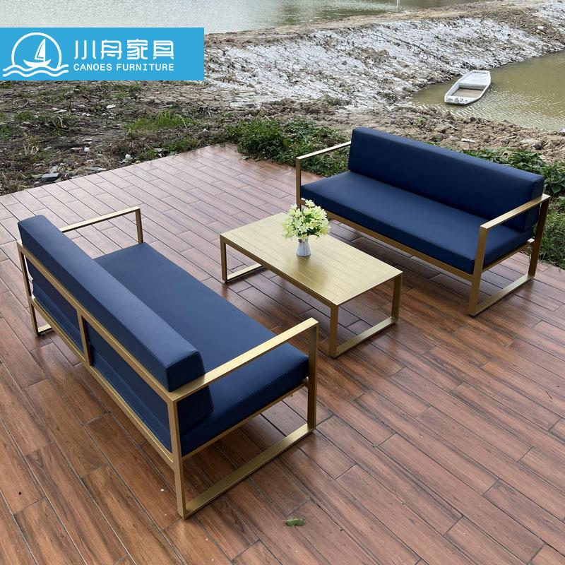 客厅餐厅民宿酒店室内休闲PU皮革沙发办公商务会客沙发铝合金茶几