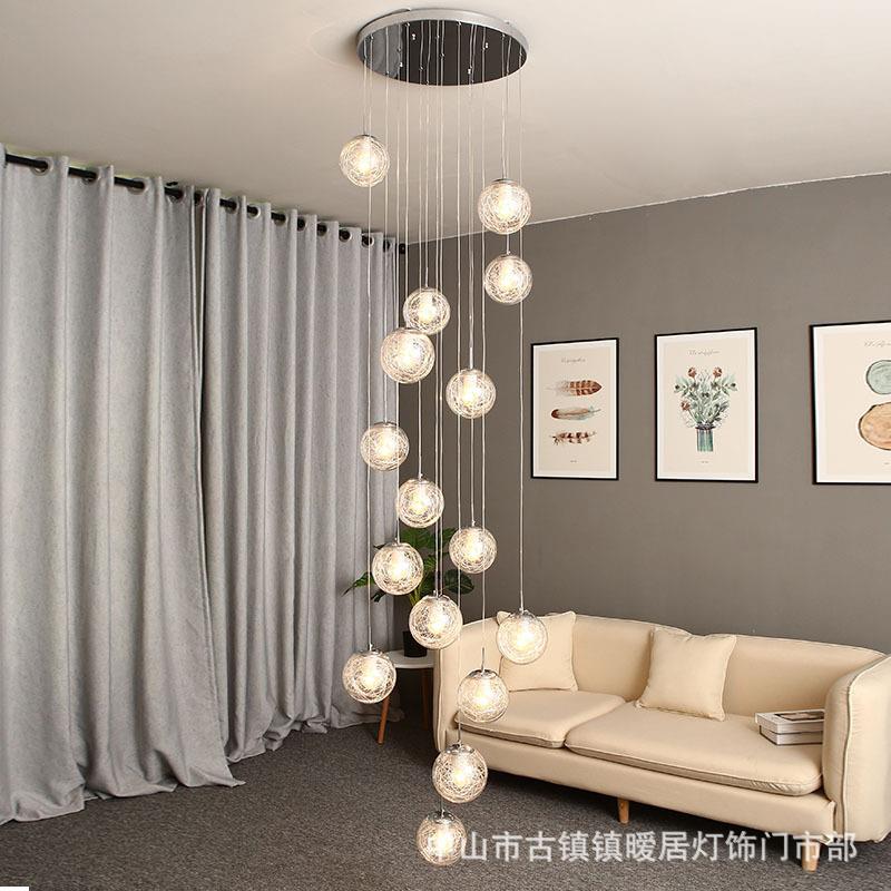 旋转楼梯吊灯复式楼别墅楼梯间创意个性餐厅loft公寓楼梯灯长吊灯