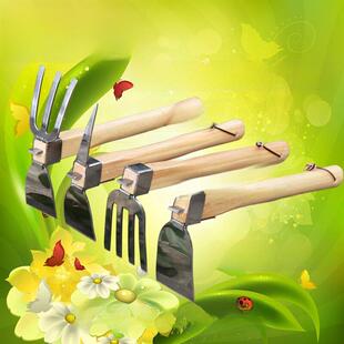 不锈钢锄头除草松土农具钉耙蔬菜园艺花卉园艺两用尖头锄头花卉园