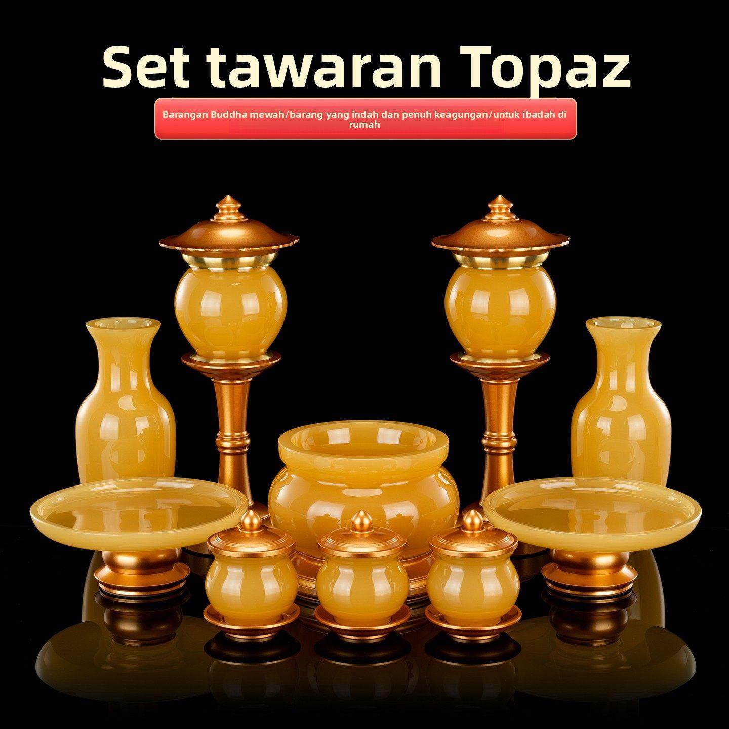 琉璃黄玉供佛香炉水杯花瓶果盘佛前供灯佛具用品大全供奉供具摆件,家居饰品,装饰摆件,淘宝优惠券,粉丝福利购,淘宝优惠卷