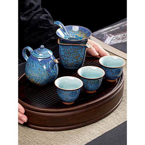 功夫茶具张金溪钧瓷家用窑变釉轻奢高档泡茶壶便携式懒人旅行套装
