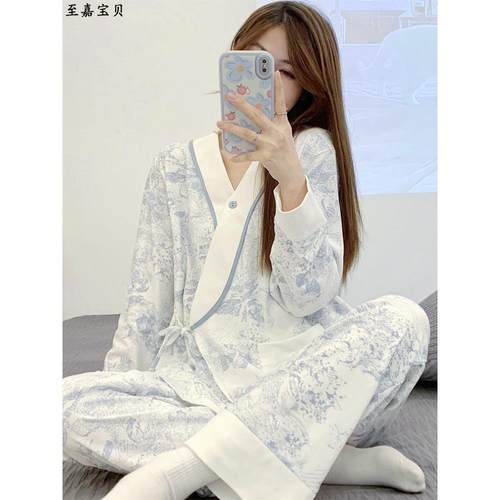 月子服纯棉春夏款孕妇睡衣女怀孕期7月产后哺乳秋季产妇待产出院8