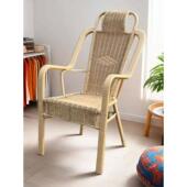 休闲午休棋牌喝茶防水防潮椅户外阳台庭院藤椅椅子高靠背枕头藤编