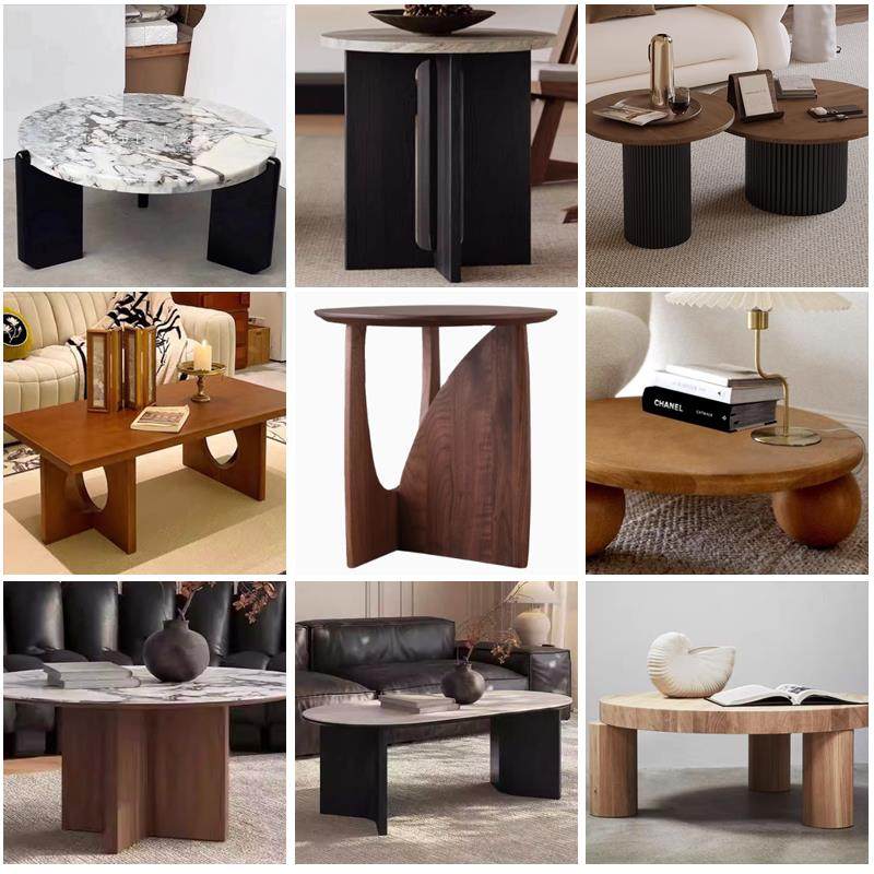 实木茶几支架法式轻奢圆形小茶几脚架边几角几松木桌腿定制