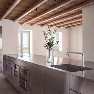 南宁304不锈钢整体橱柜定制现代开 放式中岛台面整体厨房吧台工厂