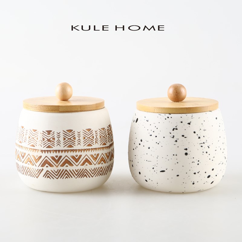 KULE HOME 轻奢陶瓷储物罐商用酒店创意收纳罐家用客厅个性茶叶罐
