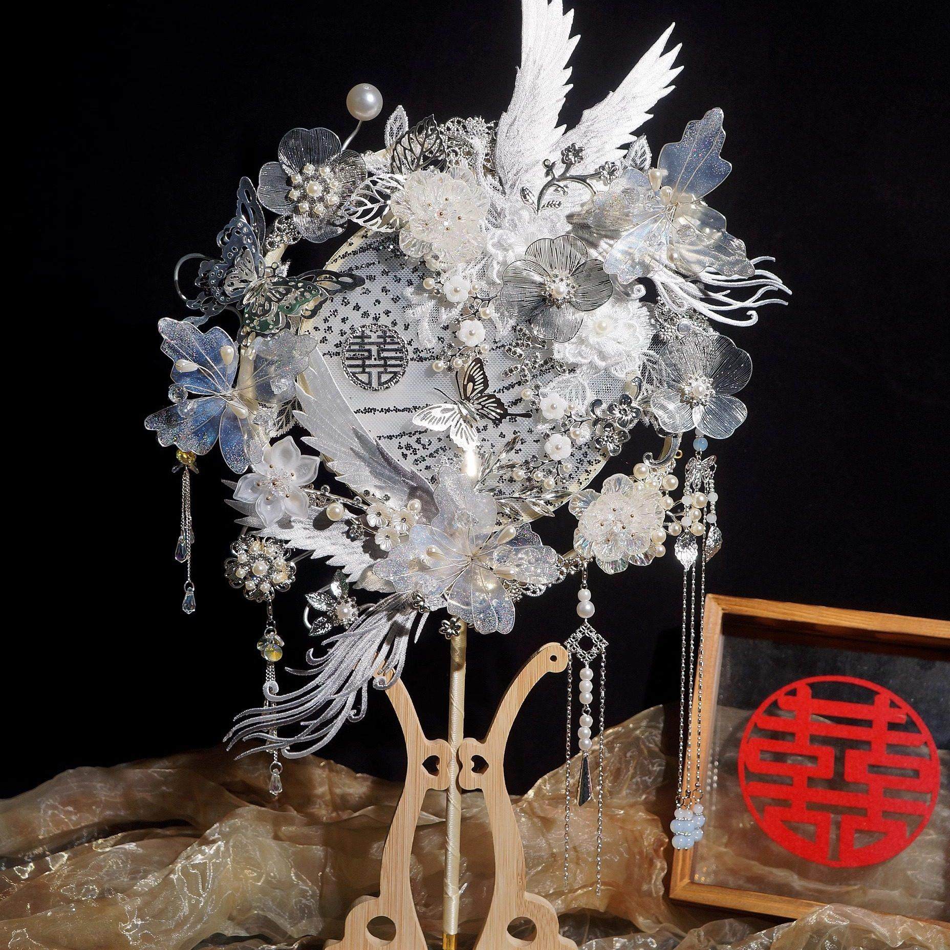 团扇新娘结婚diy材料包手工银色成品高级重工中式秀禾服喜扇,家居饰品,工艺扇/团扇/喜扇/折扇,淘宝优惠券,粉丝福利购,淘宝优惠卷