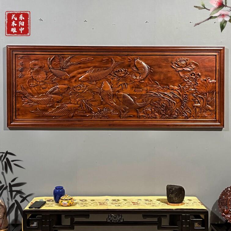 东阳木雕香樟木实木中式彷古木雕装饰壁画客厅办公室装饰背景墙