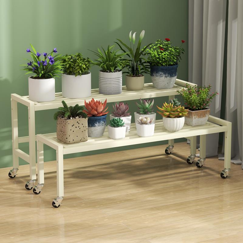 室内花架阳台置物架铁艺多层阶梯式移动带轮客厅落地式植物花盆架