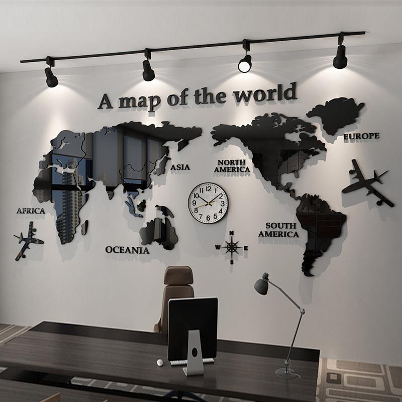 世界地图3d立体墙贴旅行社办公室墙面装饰企业文化公司会议室氛围