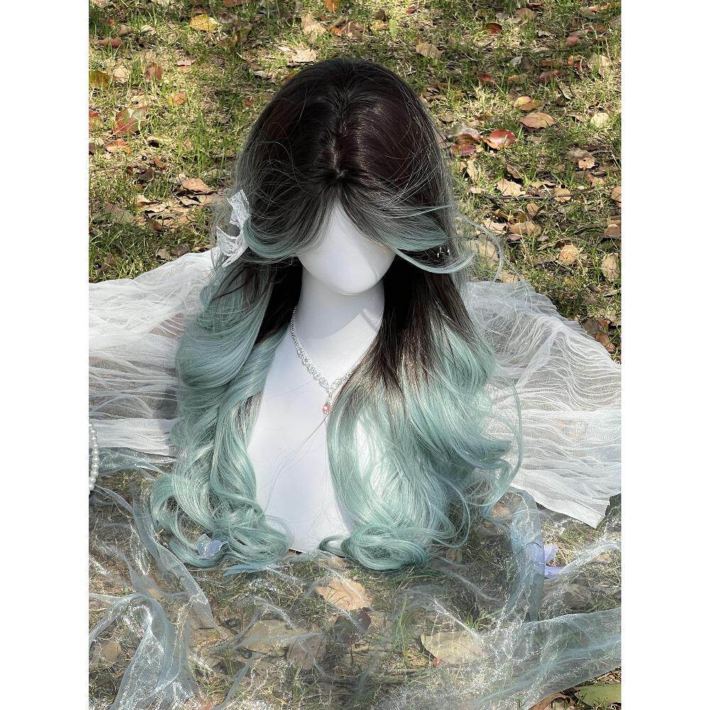 【海盐薄荷】假发女薄荷蓝渐变长卷发日常佩戴出行自然彷真假发套