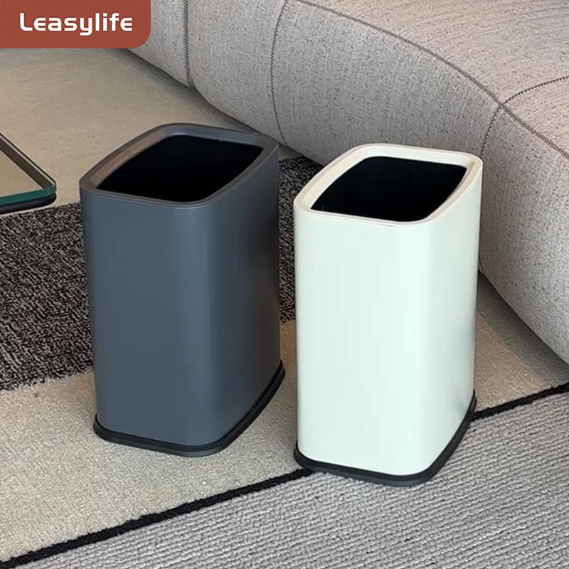 不锈钢无盖垃圾桶化妆室家用厨房客厅轻奢大号方形商用卧室长方形