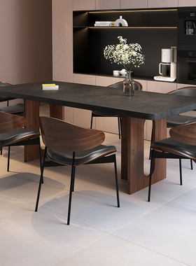 帅呆岩板餐桌椅组合现代简约轻奢小户型家用长方形意式极简吃饭桌