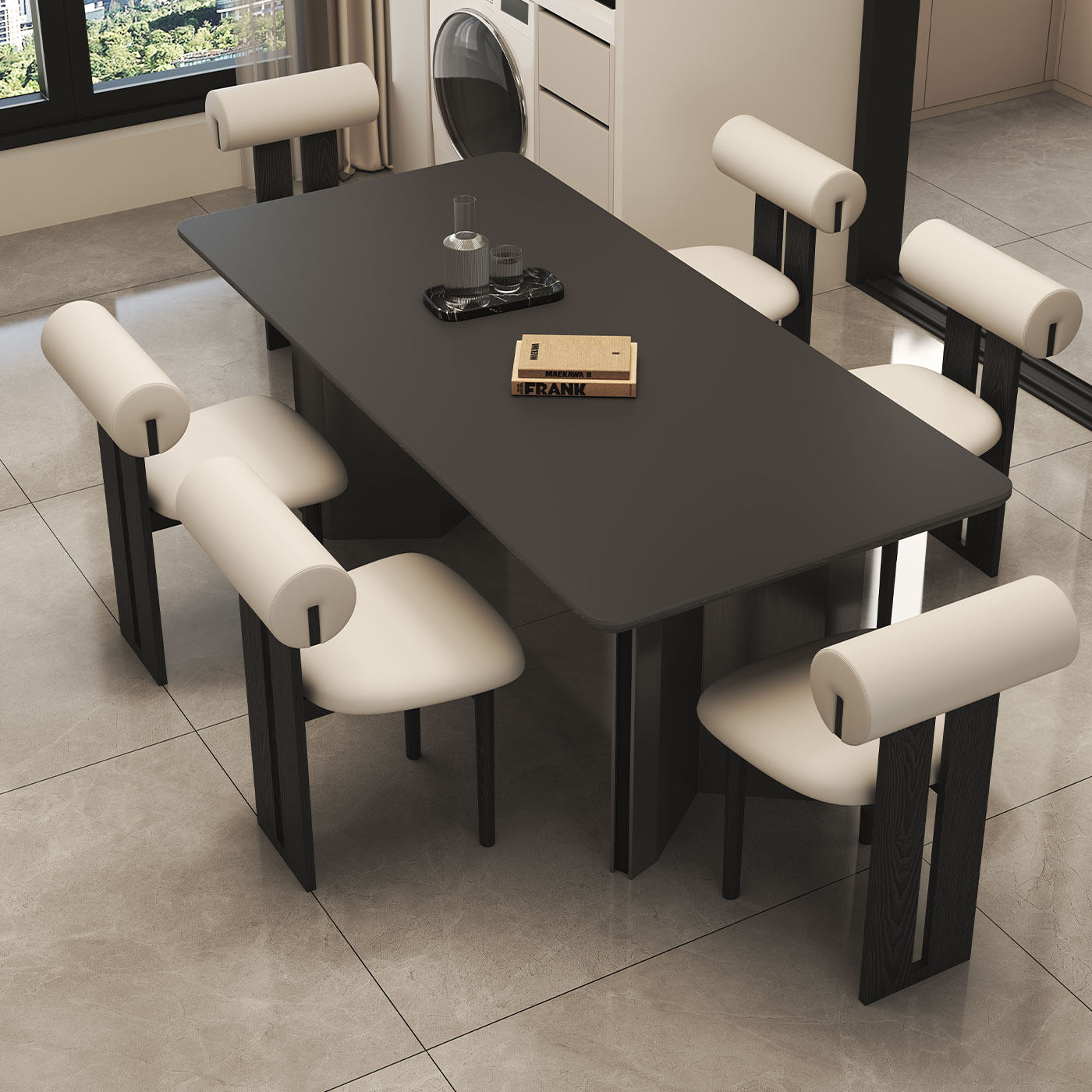 轻奢意式极简小户型长方形家用现代简约风岩板餐桌椅组合吃饭桌子,住宅家具,岩板餐桌,淘宝优惠券,粉丝福利购,淘宝优惠卷