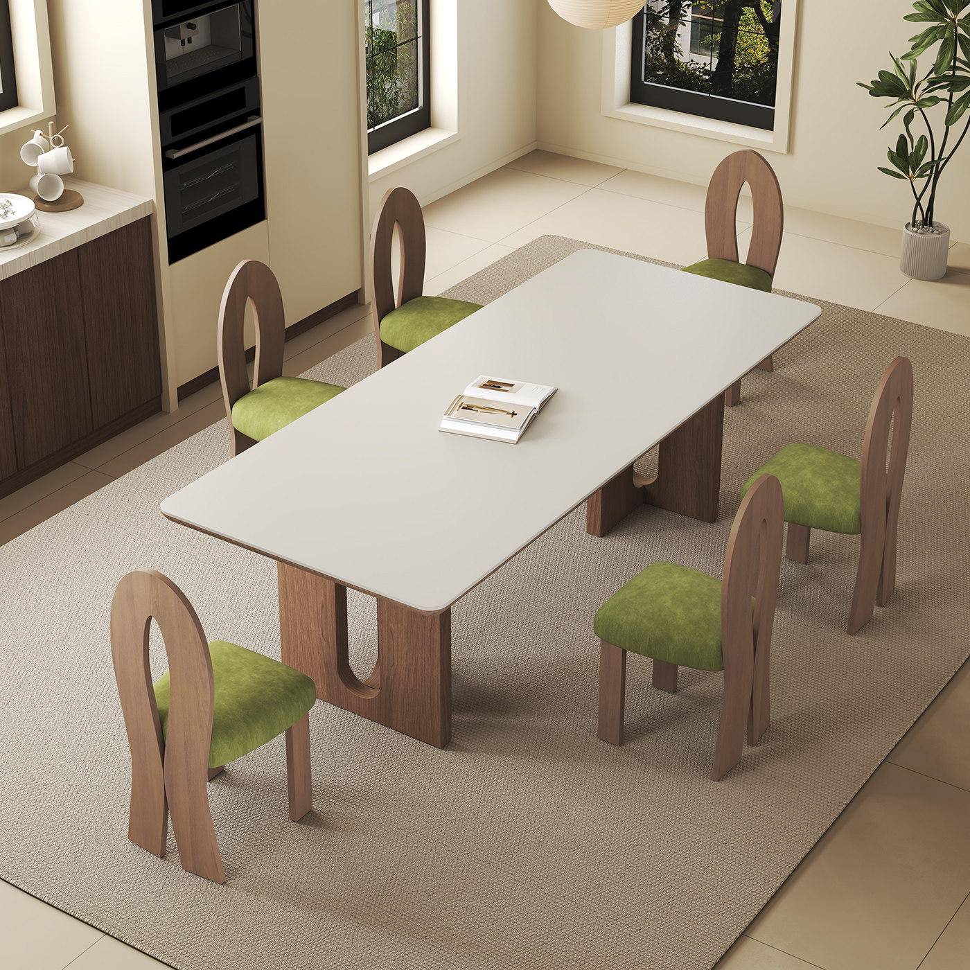 中古风实木洞石岩板胡桃木色餐桌椅子组合家用长方形桌子,住宅家具,岩板餐桌,淘宝优惠券,粉丝福利购,淘宝优惠卷