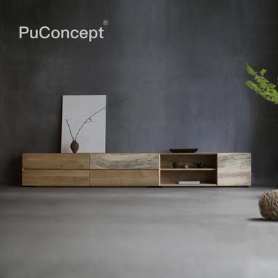 朴室侘寂风极简北欧日式japandi客厅白橡木实木原木电视柜地柜