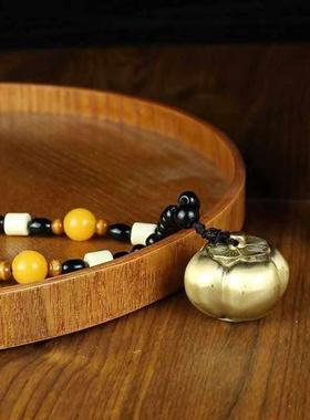 纯黄铜柿子手把件事事如意创意铜器可旋转金属工艺品男士把玩手链