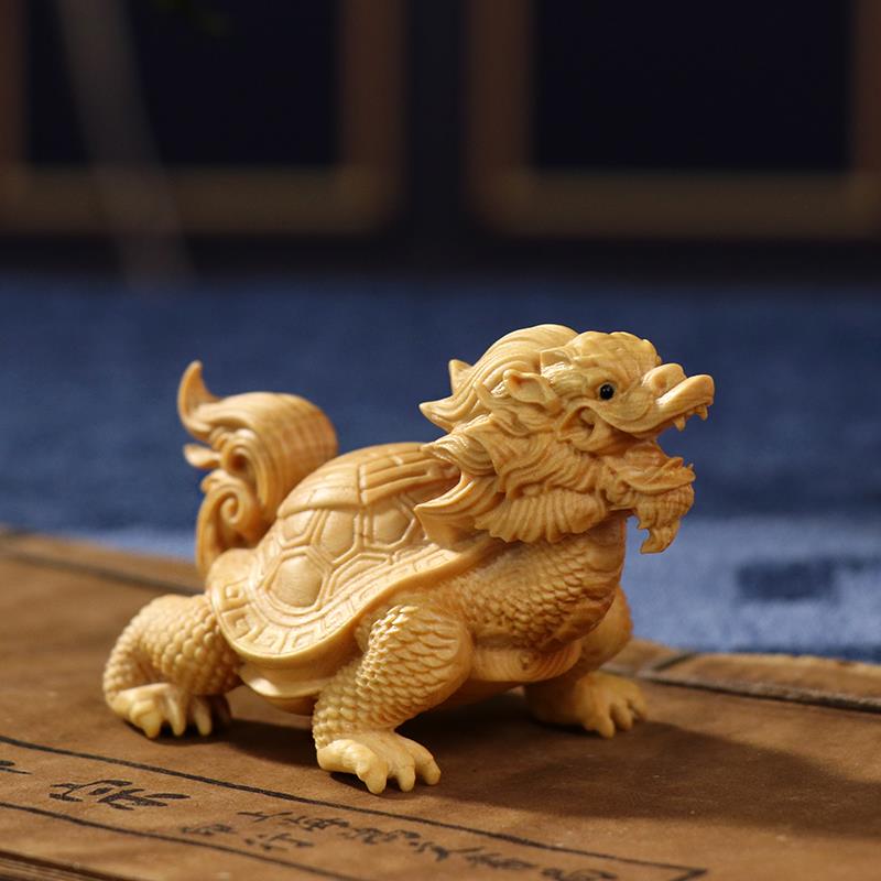 小叶黄杨木雕刻手把件文玩把玩件男盘玩木质神兽龙龟家居汽车摆件