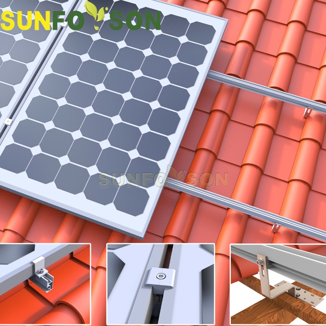 光伏组件支架 陶瓷瓦屋顶太阳能支架 铝合金檩条固定光伏面板支架