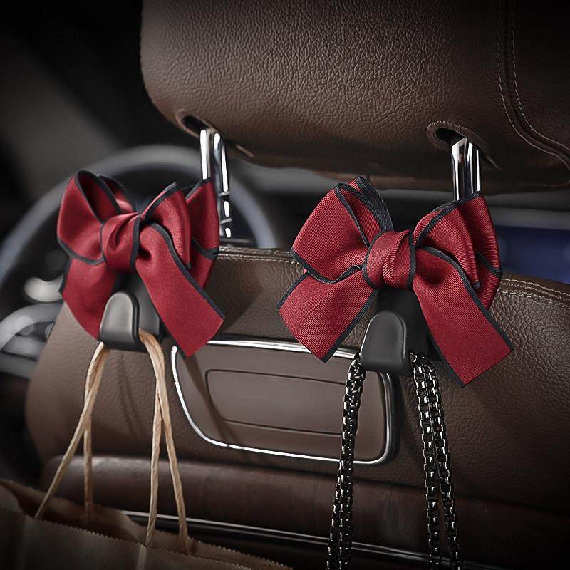 手编蝴蝶结汽车椅背挂钩一对装隐藏式女车载装饰内饰车内用品大全
