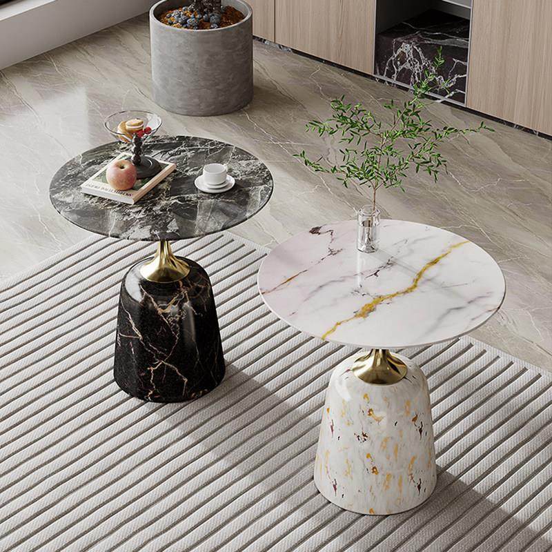 纯天然大理石圆几简约现代沙发边几客厅圆桌小茶几家用高级感角几