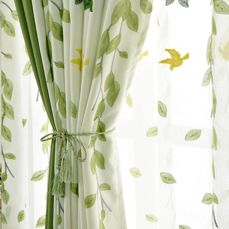 北欧乡村田园棉麻风绿色窗帘卧室飘窗客厅小清新剌绣定制窗帘布料,居家布艺,定制窗帘,淘宝优惠券,粉丝福利购,淘宝优惠卷