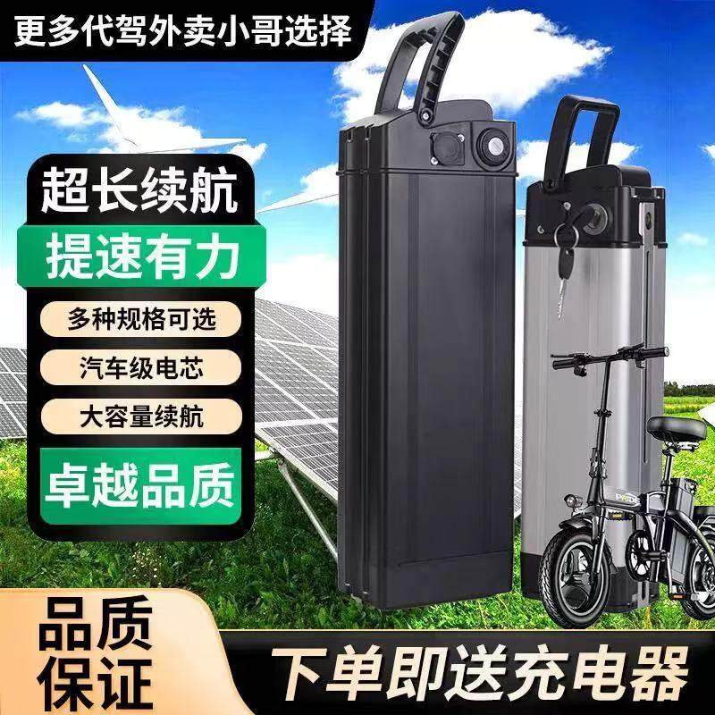 折叠代驾自行电动车锂电池48v20a手提带锁动力电池银鱼海霸款全新