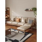 实木沙发新中国风小公寓灰木冬夏两用面料现代简约客厅三人沙发