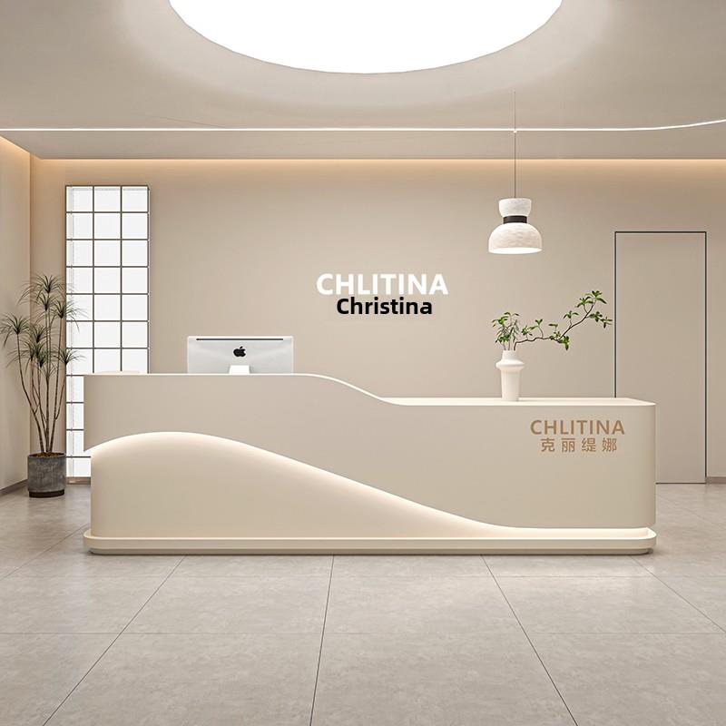 美容院收银台服装店女装店吧台简约现代弧形舞蹈室前台公司接待台