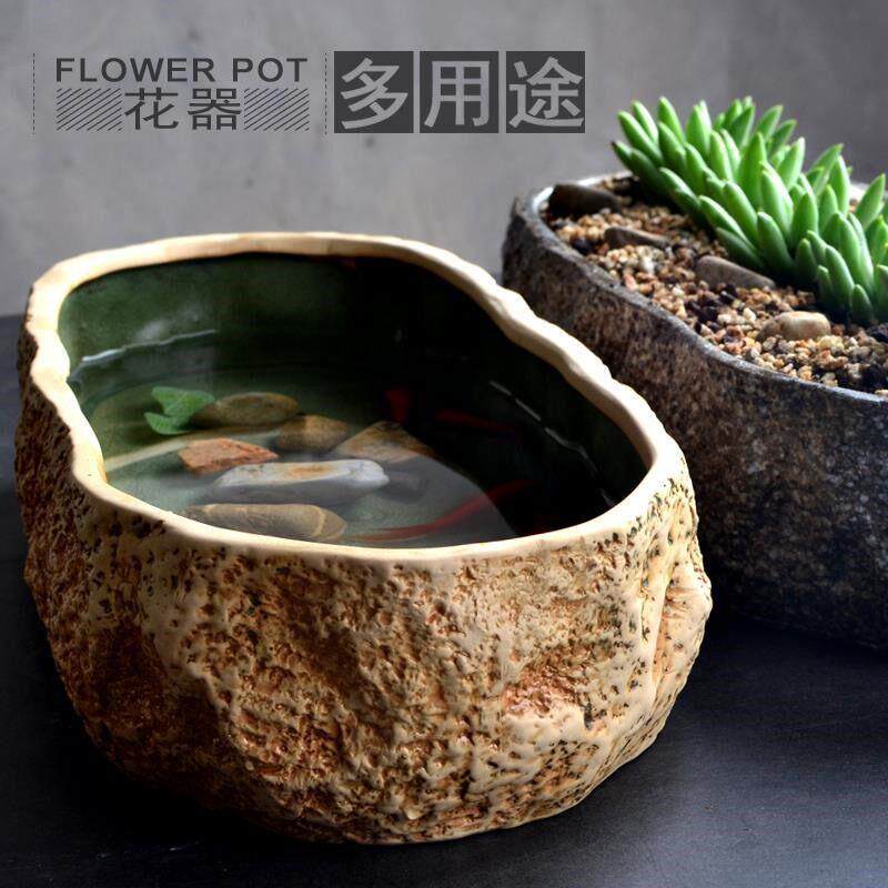 水培植物盆..花盆多肉花盆陶瓷..无孔铜钱草养鱼缸多肉植物彷石头