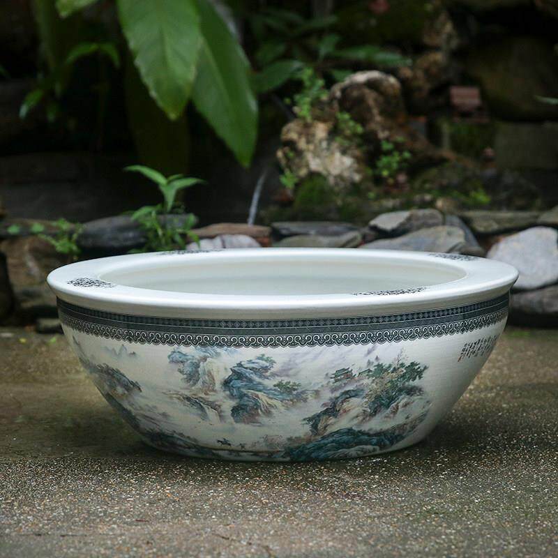 景德镇陶瓷鱼缸桌面荷花缸睡莲盆碗莲缸乌龟缸客厅户外大水缸