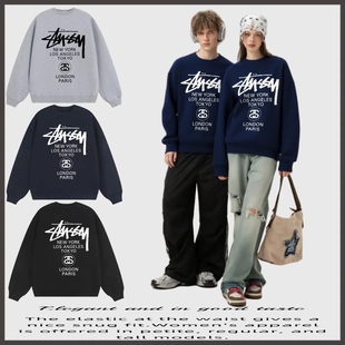 瑞斯图西卫衣圆领STU卫衣世界巡游系列Logo印花圆领卫衣男女款