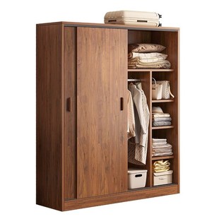 速发推拉门衣柜家用卧室小户型实木质柜子房用儿童储物简易挂衣橱