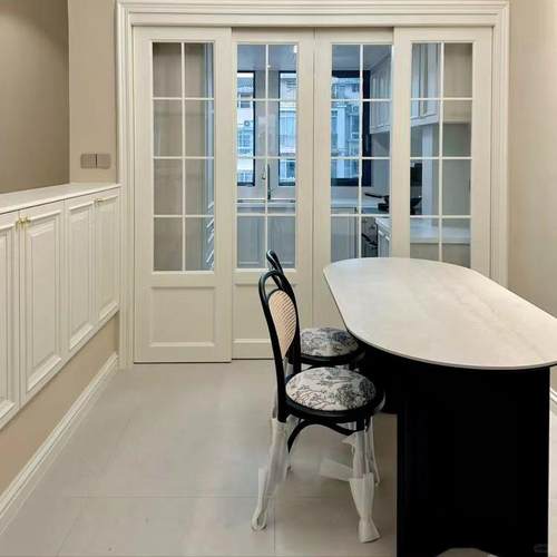 法式复古风阳台厨房双扇推拉门实木网红室内门吊轨移门卧室门定制