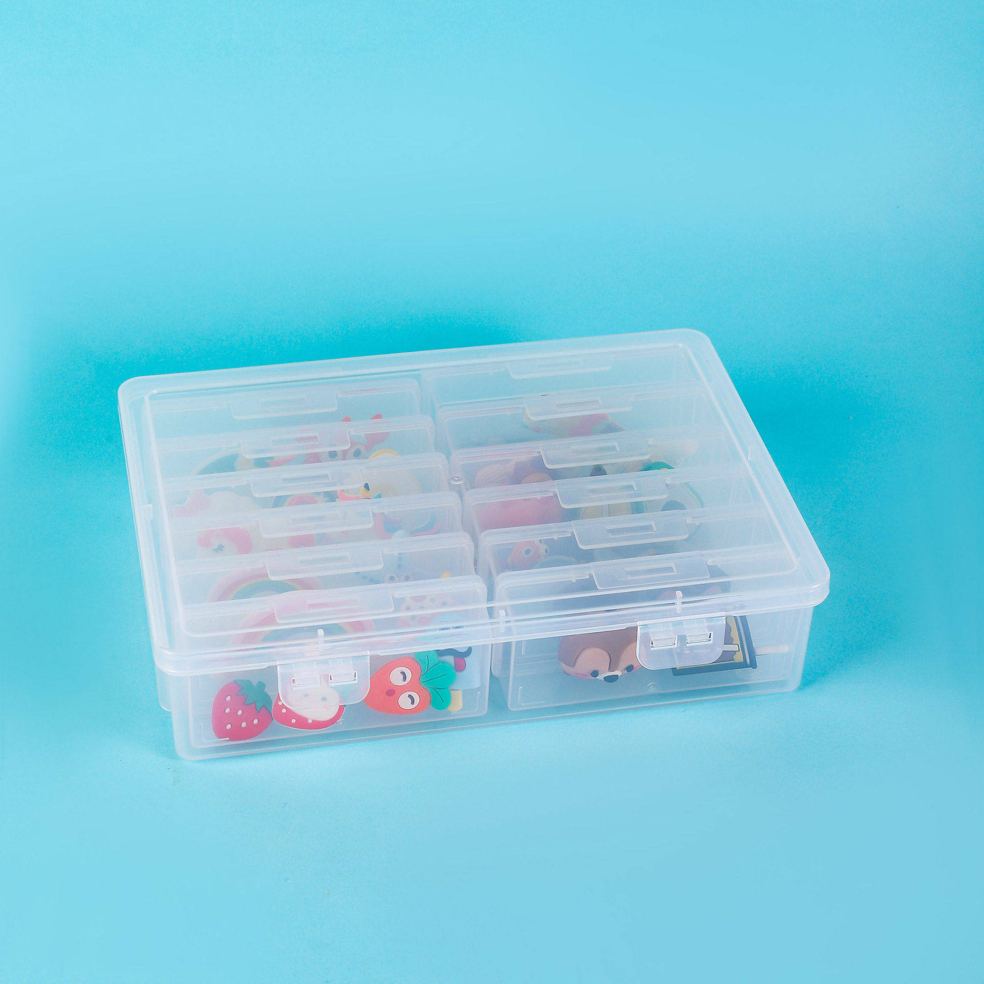 可拆24格美甲盒串珠收纳盒透明PP空盒零件收纳盒针线盒带盖分格盒,收纳整理,首饰盒,淘宝优惠券,粉丝福利购,淘宝优惠卷