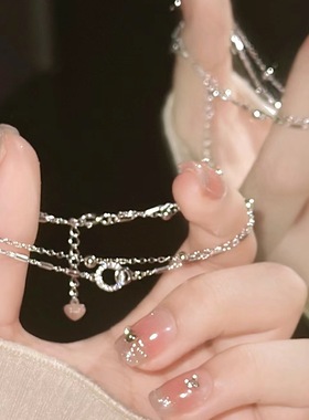 纯银环环相扣手链女小众设计感双层手链不掉色轻奢七夕情人节