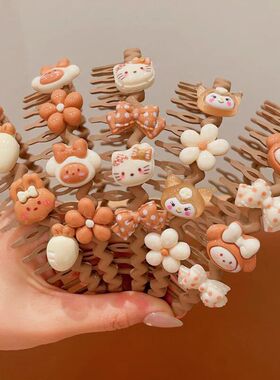 韩系儿童奶咖发箍女童碎发整理神器小女孩防滑带齿头箍发卡头饰品