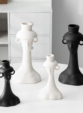 创意人像陶瓷花瓶干花花插家居轻奢软装饰品高级摆件批发跨境